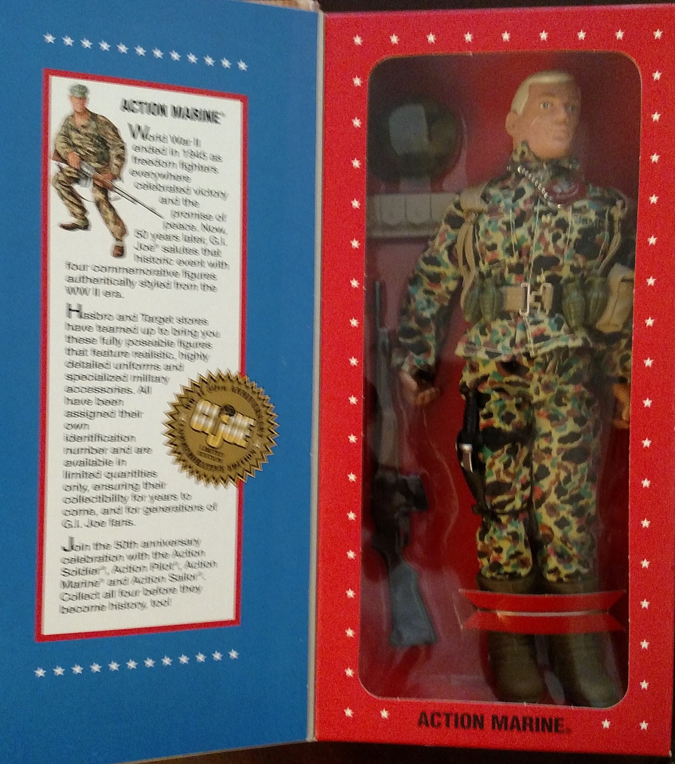 ハズブロ 30cm GI Joe Action Marine Action Figure WWII 50th Anniversary Numbered Commemorative Edition Hasbro 1995 送