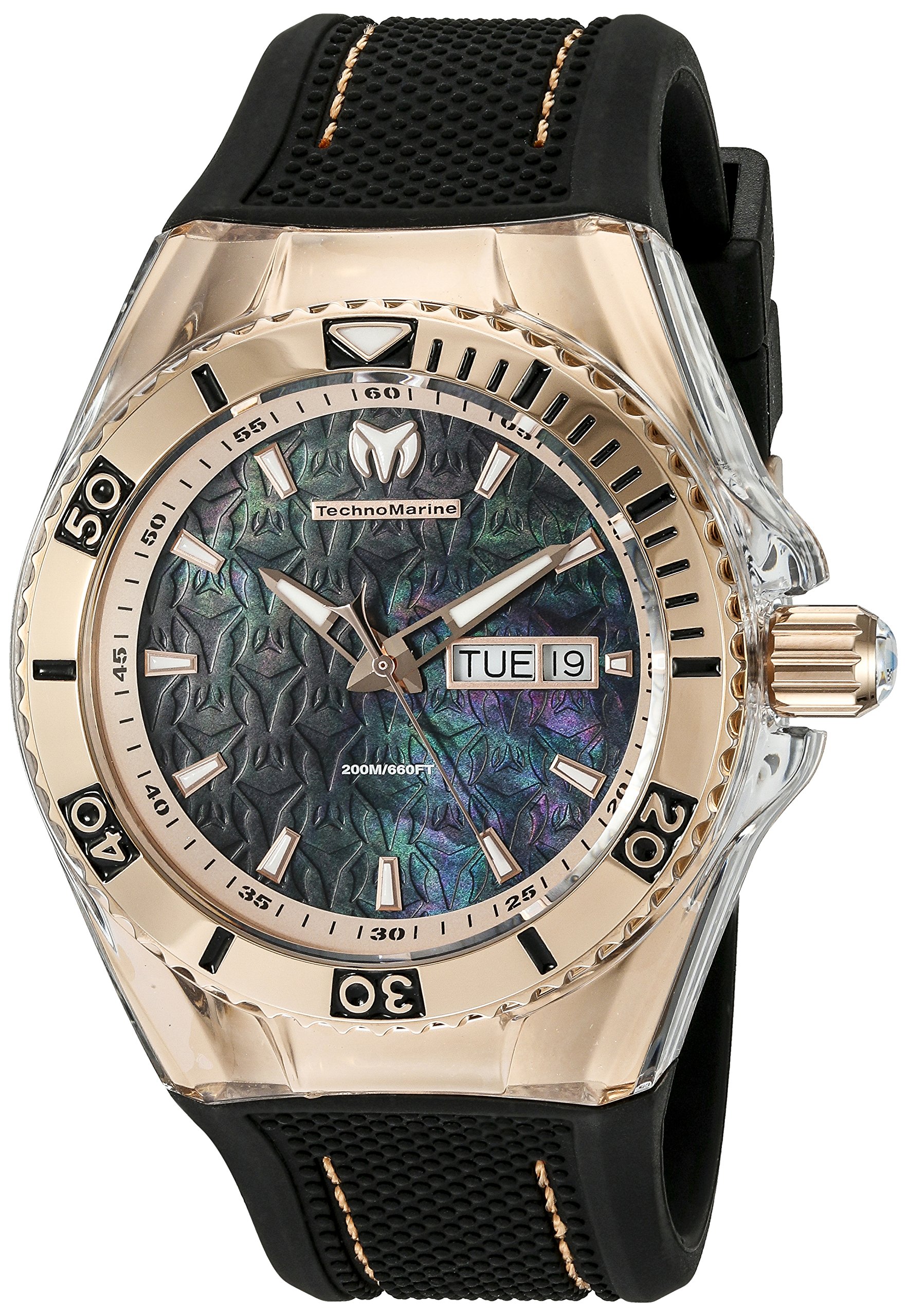 テクノマリーン Technomarine Mens TM-115214 Cruise Monogram Analog Display Swiss Quartz Black Watch 送料無料