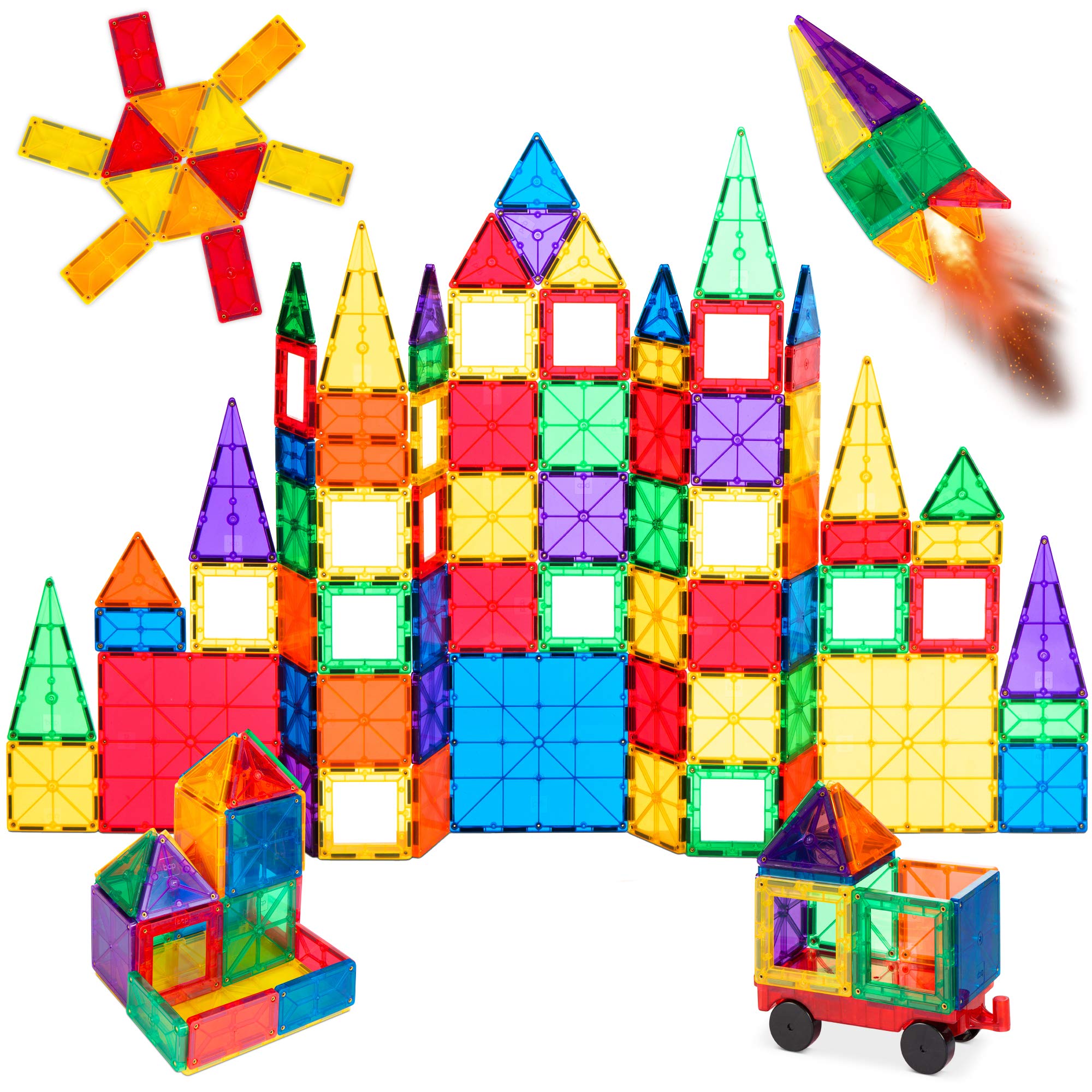 Best Choice Products 110-Piece Kids Colorful Magnetic Tiles Set 3D Construction Magnet Building Blocks Educational STEM Toy w