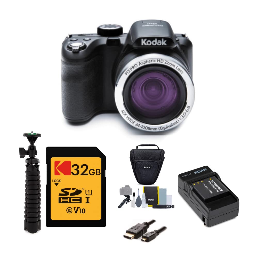 コダック KODAK PIXPRO AZ421 Astro Zoom 16 MP Digital Camera Black Bundle w32 GB SD Card Replacement Battery Charger