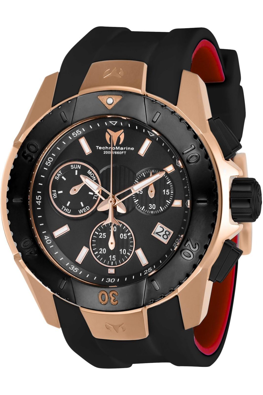 テクノマリーン TechnoMarine Mens Black Quartz Watch TM616005 UF6 Gold Quartz Watch Chronograph One Size Multicol