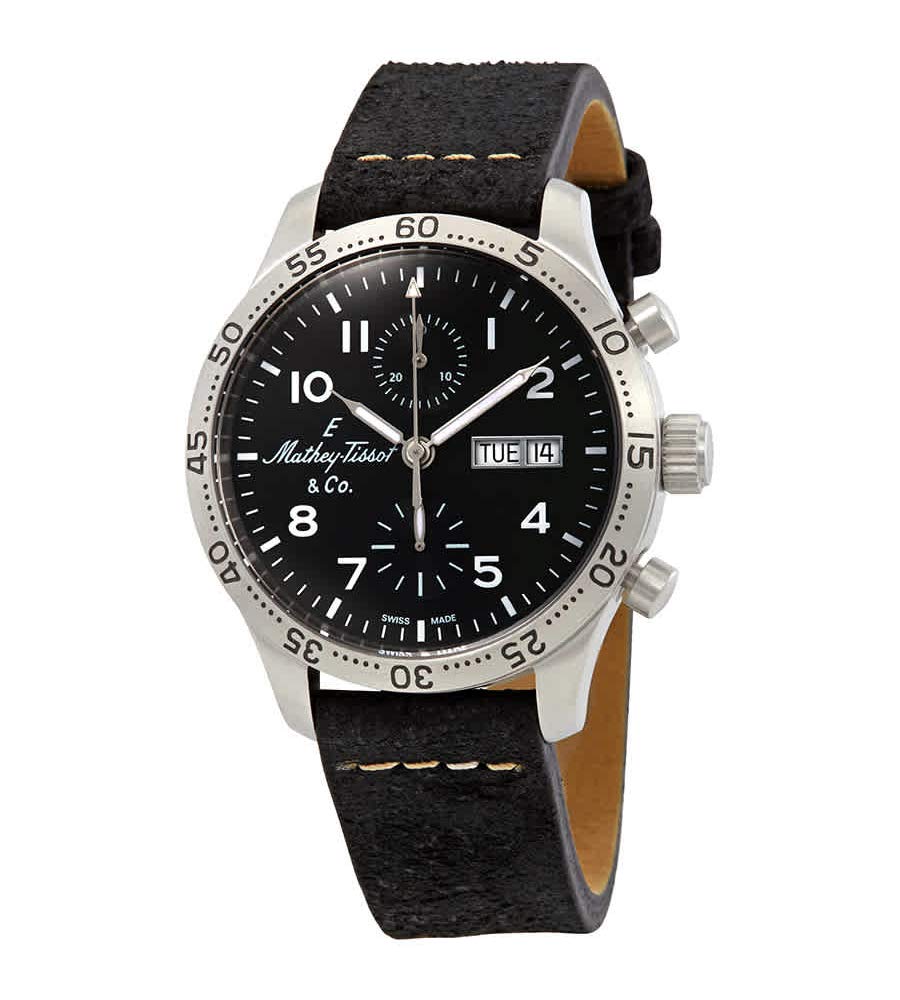 ティソ Mathey-Tissot Type 21 Chrono Automatic Chronograph Black Dial Mens Watch H1821CHATLNG 送料無料