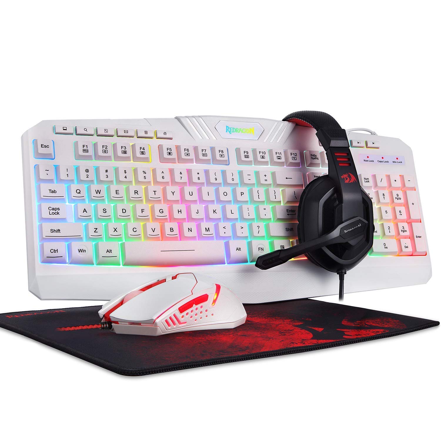 Redragon S101 Wired RGB Backlit Gaming Keyboard and Mouse Gaming Mouse Pad Gaming Headset Combo All in ONE PC Gamer Bundle