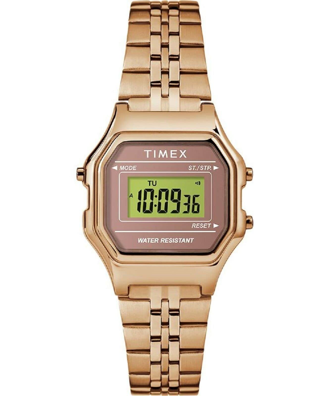 タイメックス Timex Mens Classic Digital Mini Quartz Watch with Stainless Steel Strap Rose Gold 14 Model TW2T48300