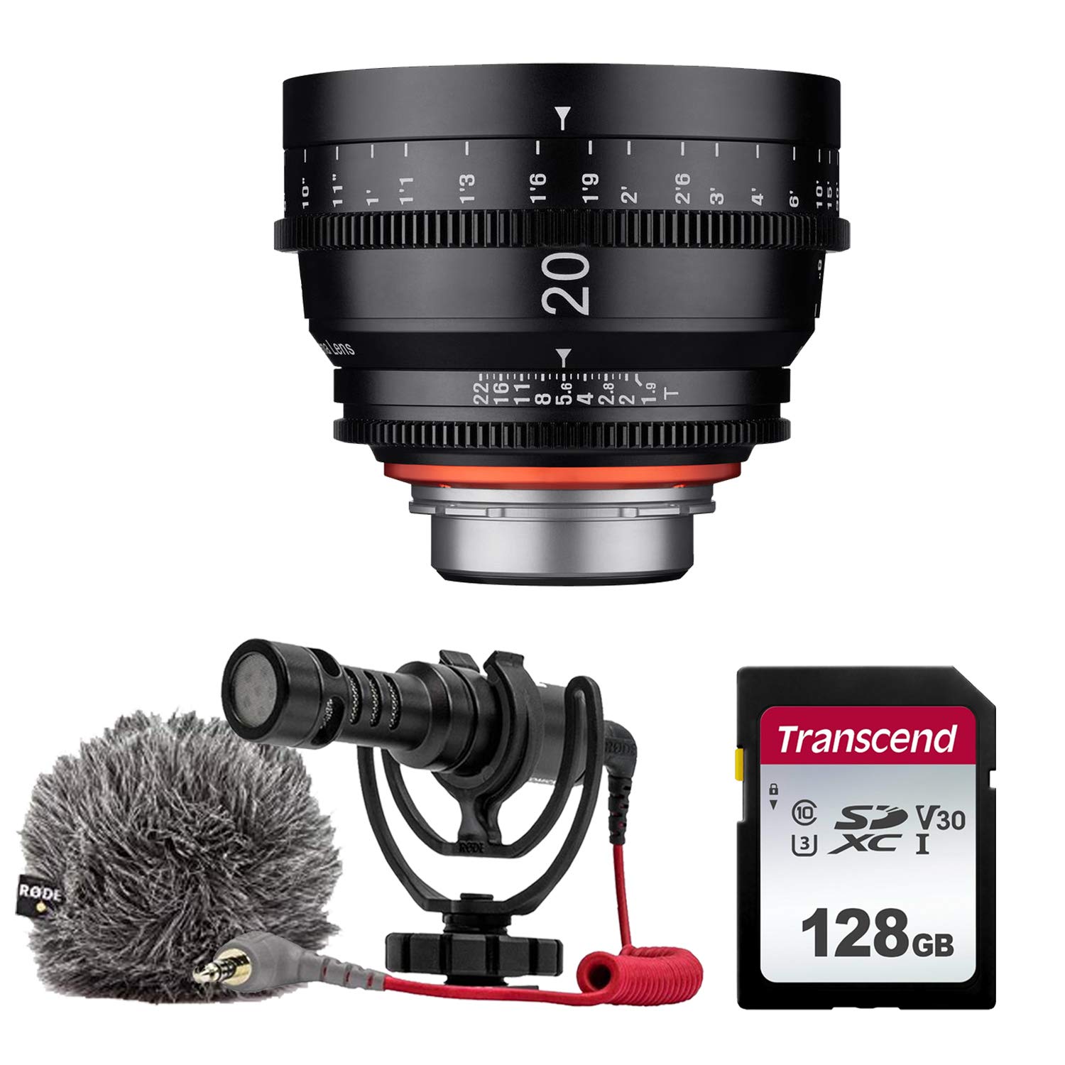 XEEN by ROKINON 20mm T1.9 Professional Cine Lens for PL Mount Rode VideoMicro Compact On-Camera Microphone with Shock Mount