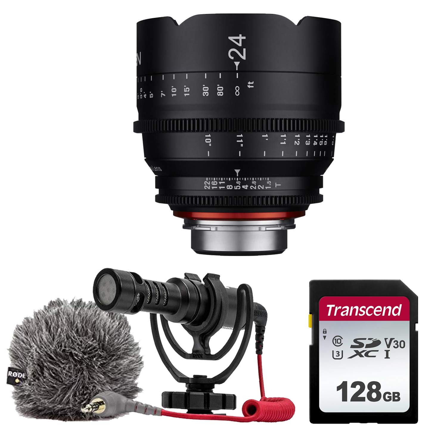 XEEN by ROKINON 24mm T1.5 Professional Cine Lens for PL Mount Rode VideoMicro Compact On-Camera Microphone with Shock Mount