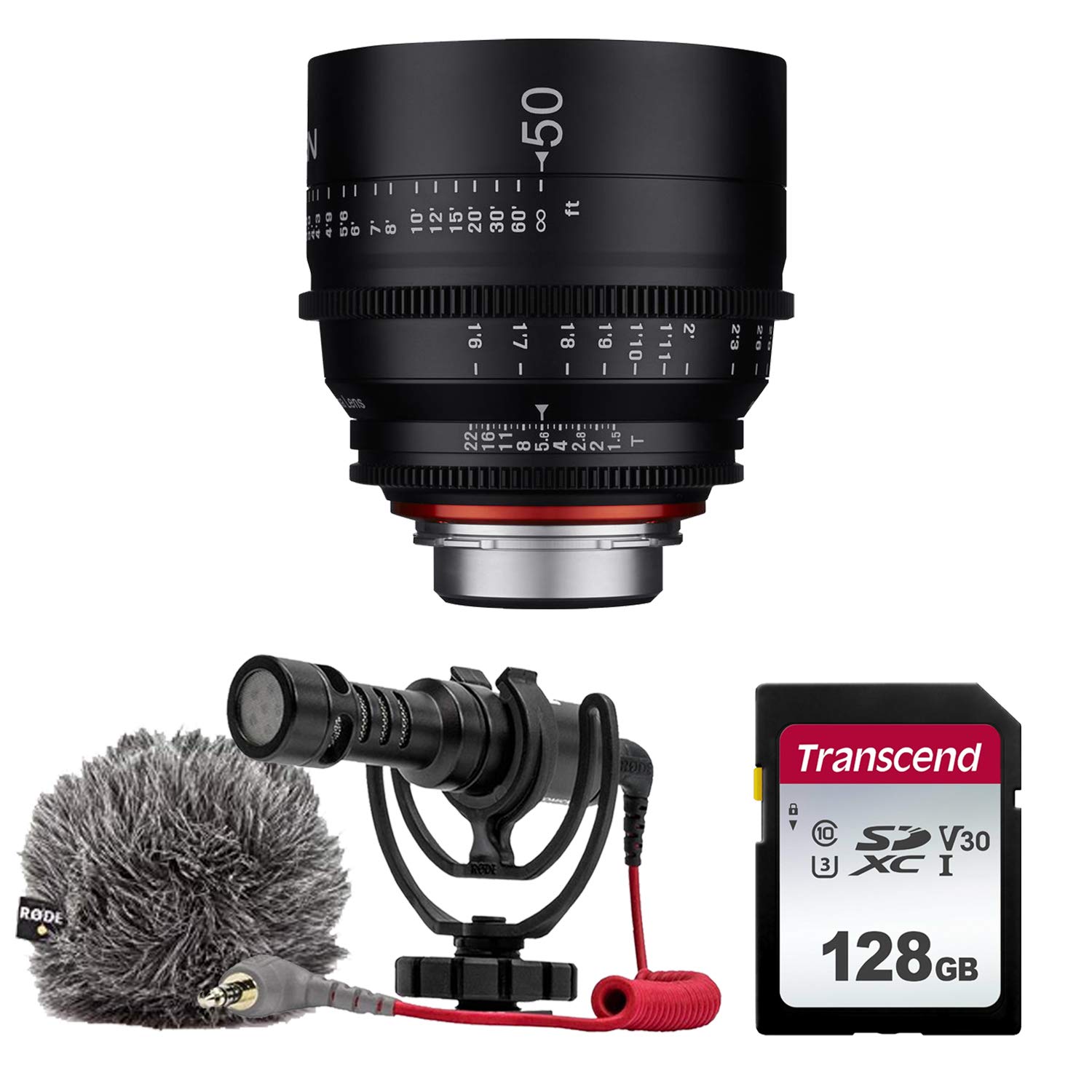XEEN by ROKINON 50mm T1.5 Professional Cine Lens for PL Mount Rode VideoMicro Compact On-Camera Microphone with Shock Mount