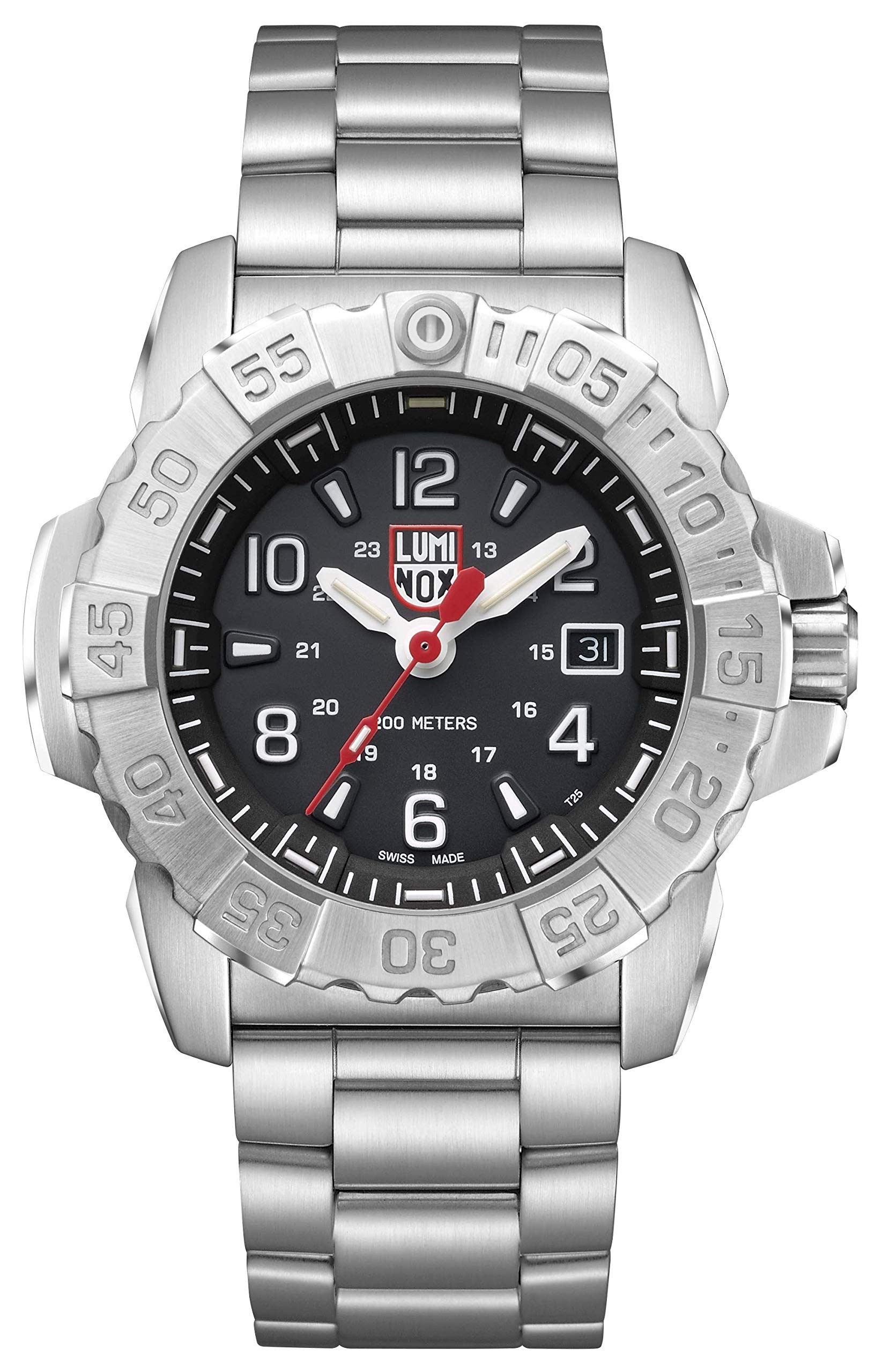 ルミノックス Luminox - Navy Seal Steel XS.3252.L - Mens Watch 45mm - Military Dive Watch in SilverBlack Date Function