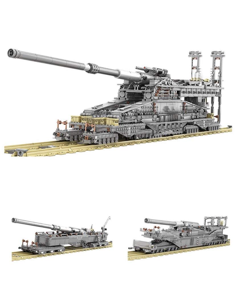 General Jims Military Brick Building Set - World War II Army Heavy Rail Cannon Train Railway Car Building Blocks Model Set