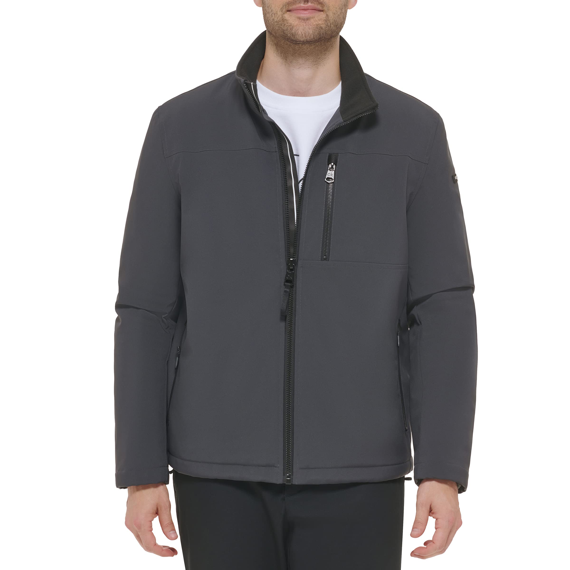 カルバンクライン Calvin Klein Mens Sherpa Lined Soft Shell Jacket Iron Small 送料無料