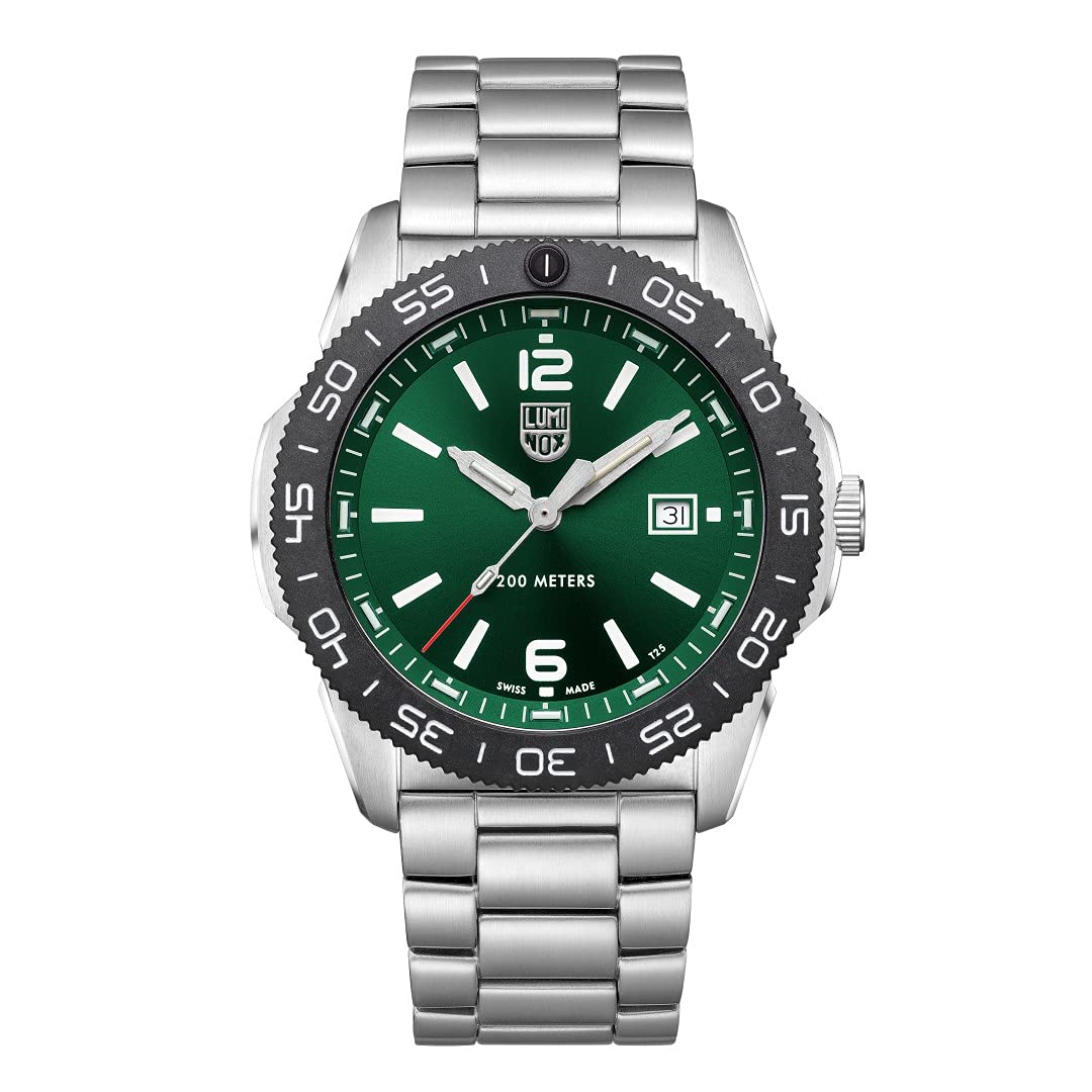 ルミノックス Luminox - Pacific Diver XS.3137 - Mens Watch 44mm - Dive Watch in SilverGreen Date Function - 200m Water