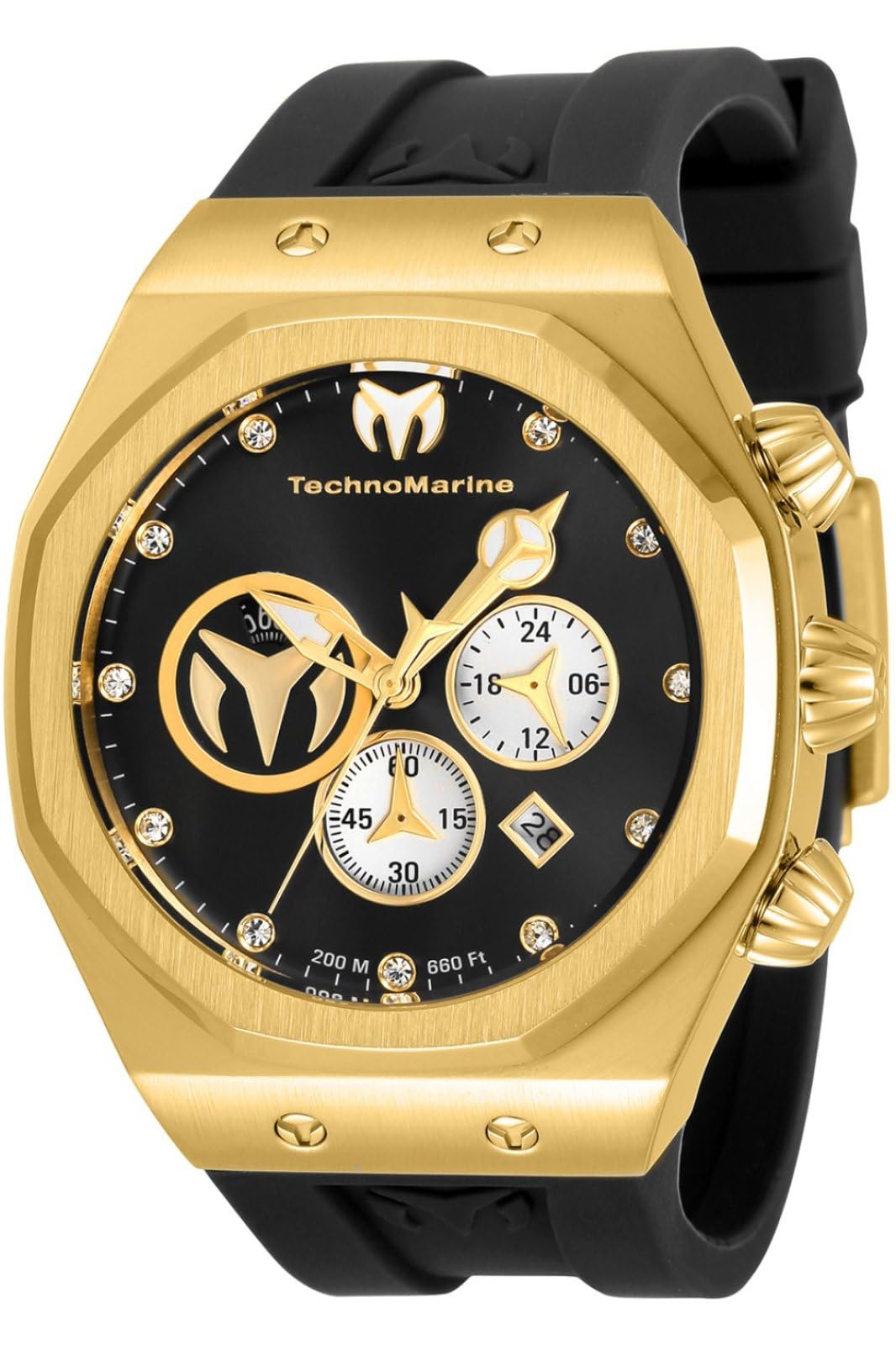 テクノマリーン TechnoMarine Mens Reef Sun StainlessSteel Quartz Watch with Silicone Strap 24 Model TM520002 Blac