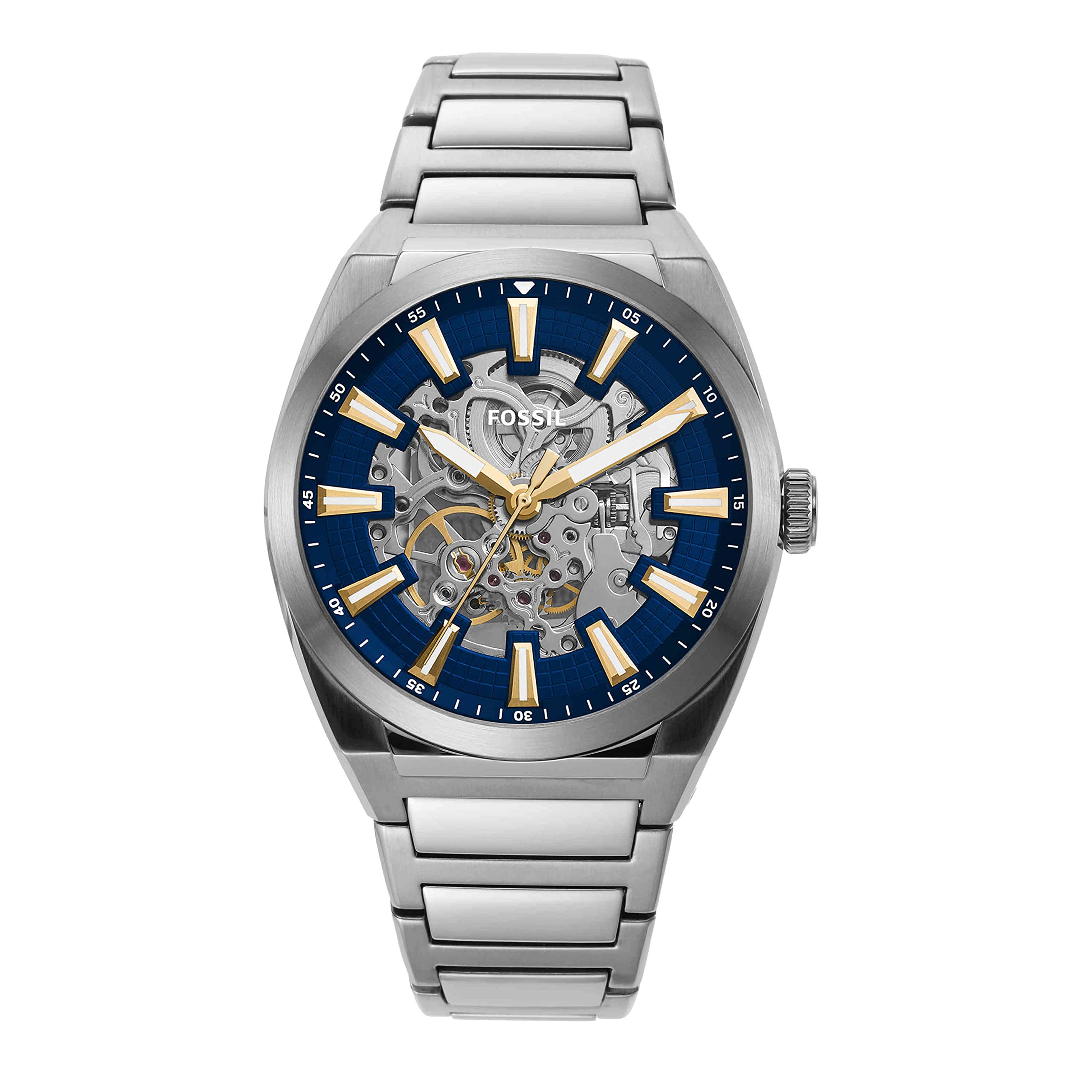 フォッシル Fossil Mens Everett Automatic Stainless Steel Three-Hand Watch Color Silver Model ME3220 送料無料