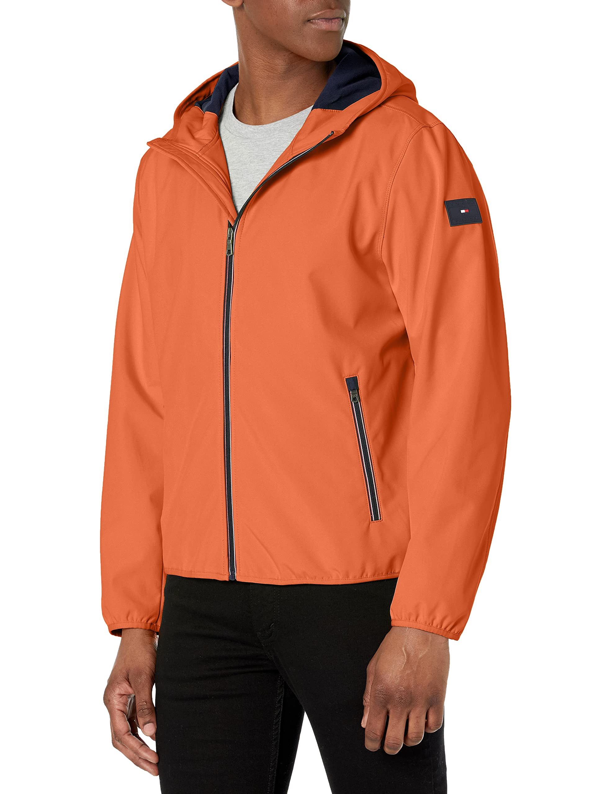 トミー ヒルフィガー Tommy Hilfiger Mens Hooded Performance Soft Shell Jacket Orange X-Large 送料無料
