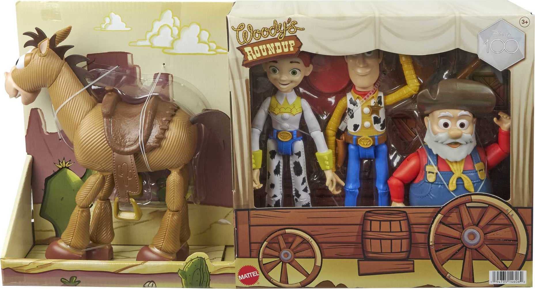 マテル Mattel Toy Story Set of 4 Action Figures with Woody Jessie Bullseye Stinky Pete Woodys Roundup 7-in Scale