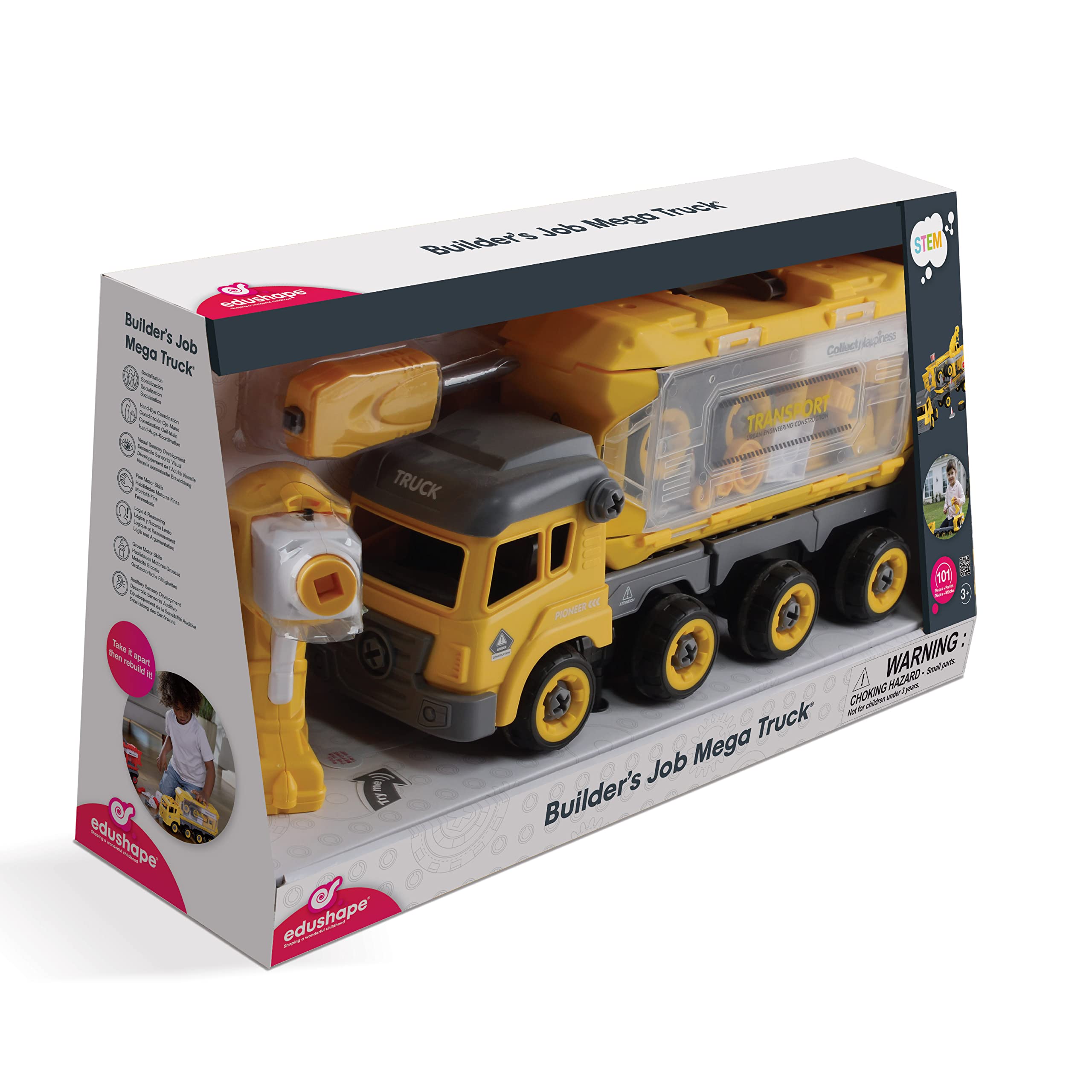 Edushape Construction Mega Truck Baby Toy - Remote-Controlled and Fit for DIY Re-Assembly - Enhance STEM and Creativity for K