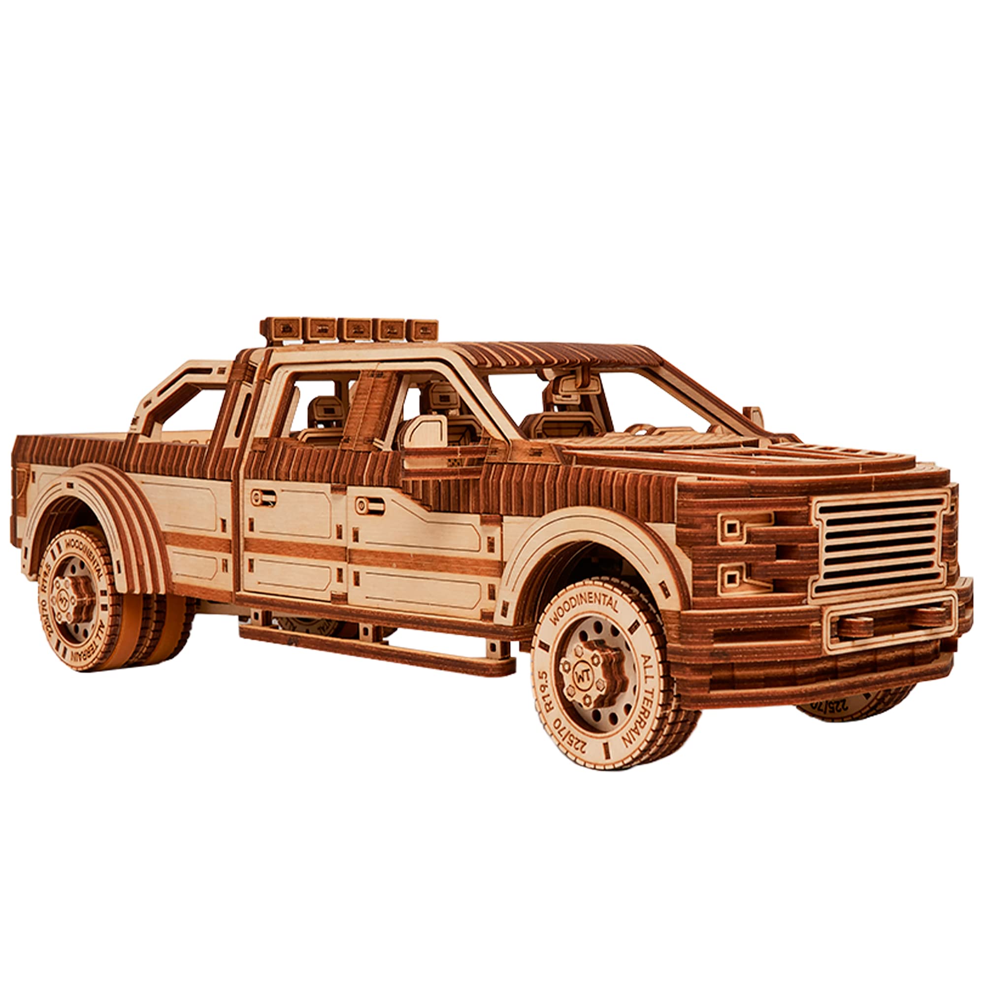Wood Trick Pickup Truck SUV Car Wooden 3D Puzzles for Adults and Kids to Build - Rides up to 32 feet - Engineering DIY Mechan
