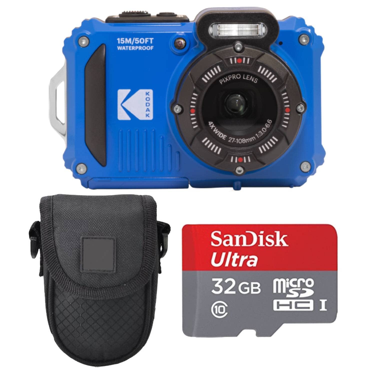 コダック Kodak コダック PIXPRO WPZ2 デジタルカメラブラックポイントシュートケース 32GB mic