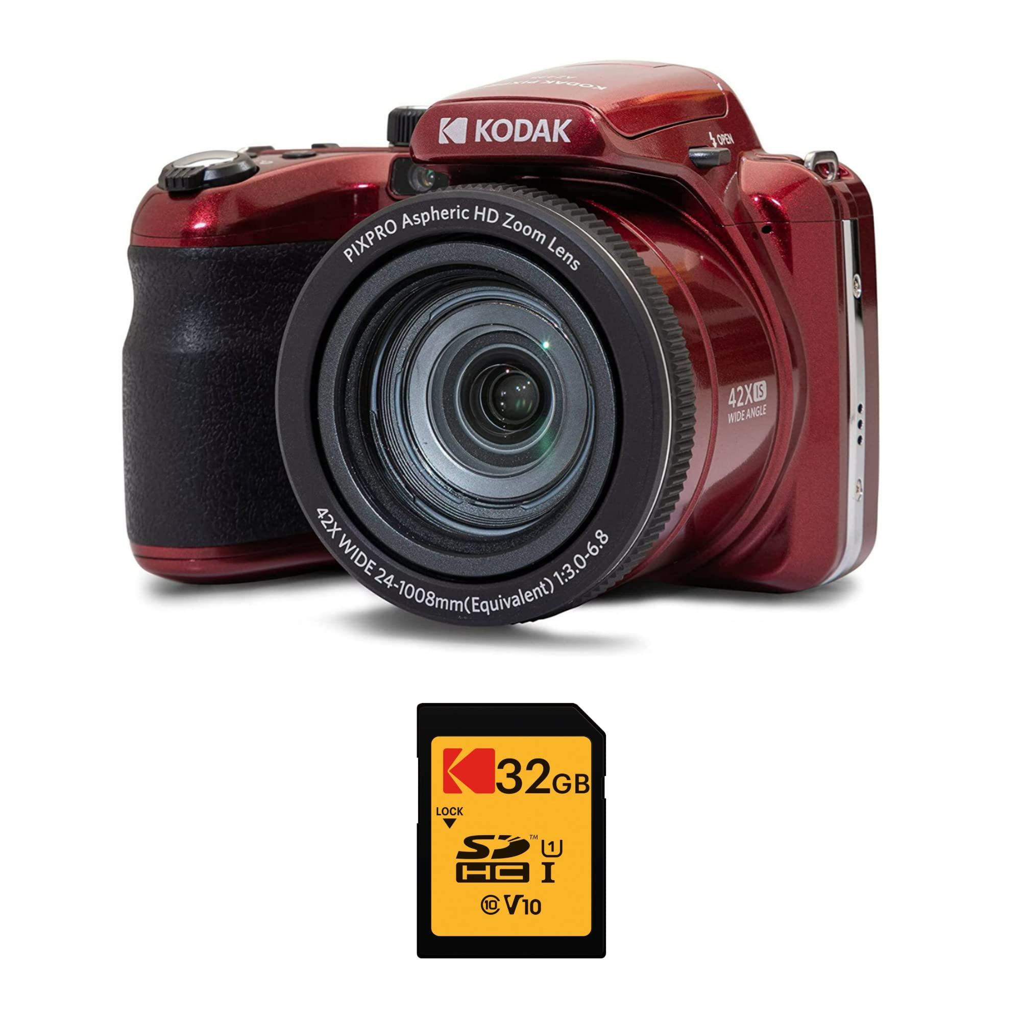 コダック KODAK PIXPRO AZ425 アストロズーム 20MP デジタルカメラ 42倍光学ズーム付き 赤 Kodak 32GB