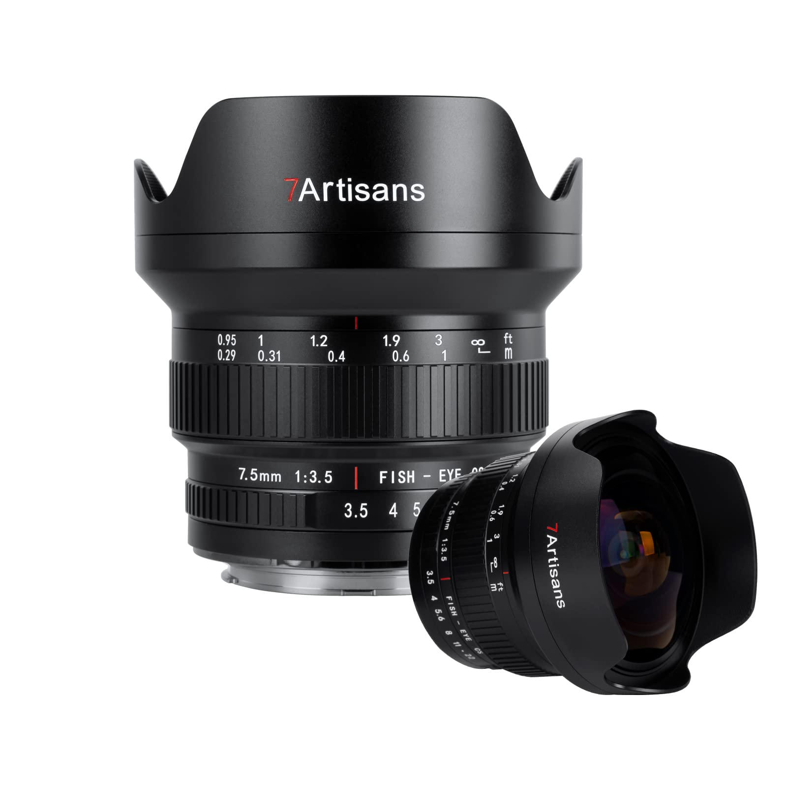 7artisans 7.5MM F3.5 Cine Lens APS-C Fisheye Lens SLR Lens Ultra Wide-Angle Fisheye Lens Manual Focus Lens for Nikon F M