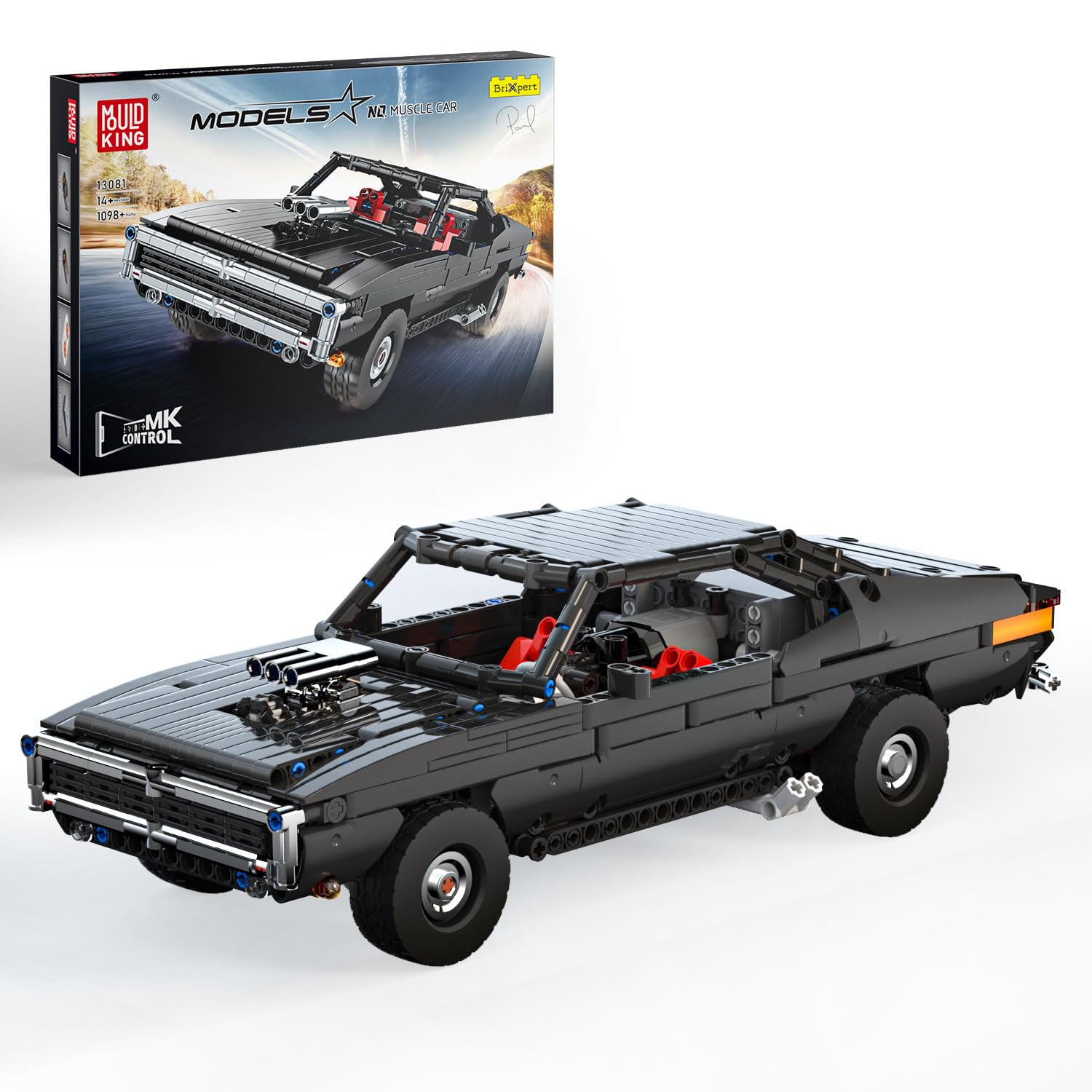 Mould King Technic Dodge Charger RT MOC Racing Car Building Sets Toy Building Blocks Sports Car Model 13081 Collectible Musc