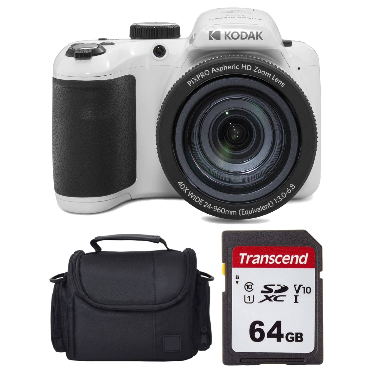 コダック Kodak PIXPRO AZ405 Digital Camera White Bundle with 64GB Memory Card Camera Case 3 Items 送料無料