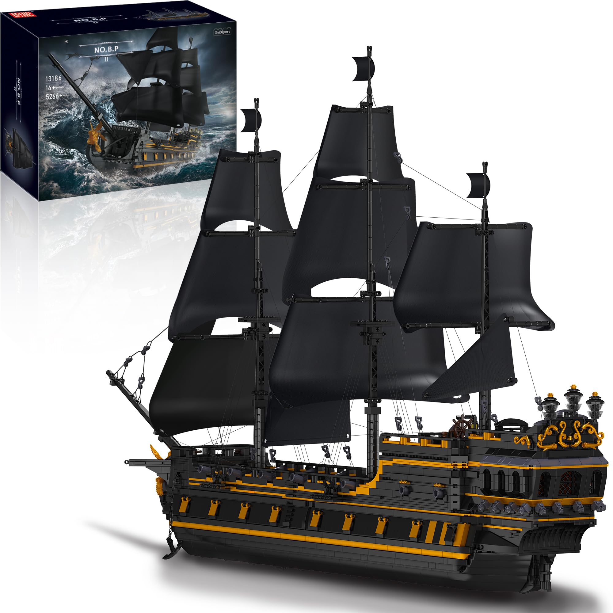 Addshiny Super Large Black Pearl Caribbean Pirate Ship Model Building Blocks Set MOC Giant Sailboat Model Kits Construction