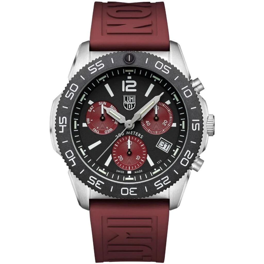ルミノックス Luminox Pacific Diver Chronograph Dive Watch 44 mm BlackDark red 20ATM 送料無料