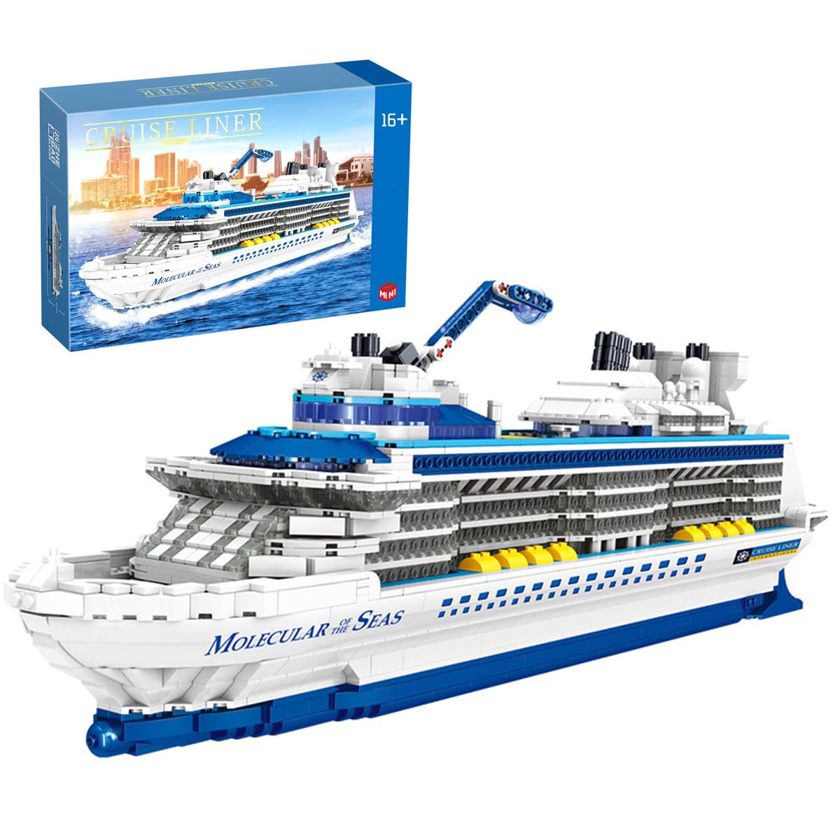 FULHOLPE Technic Cruise Ship Building Blocks Set MOC Boat Molecular of The Seas Model Bricks Construction Toy - 2428 Pieces