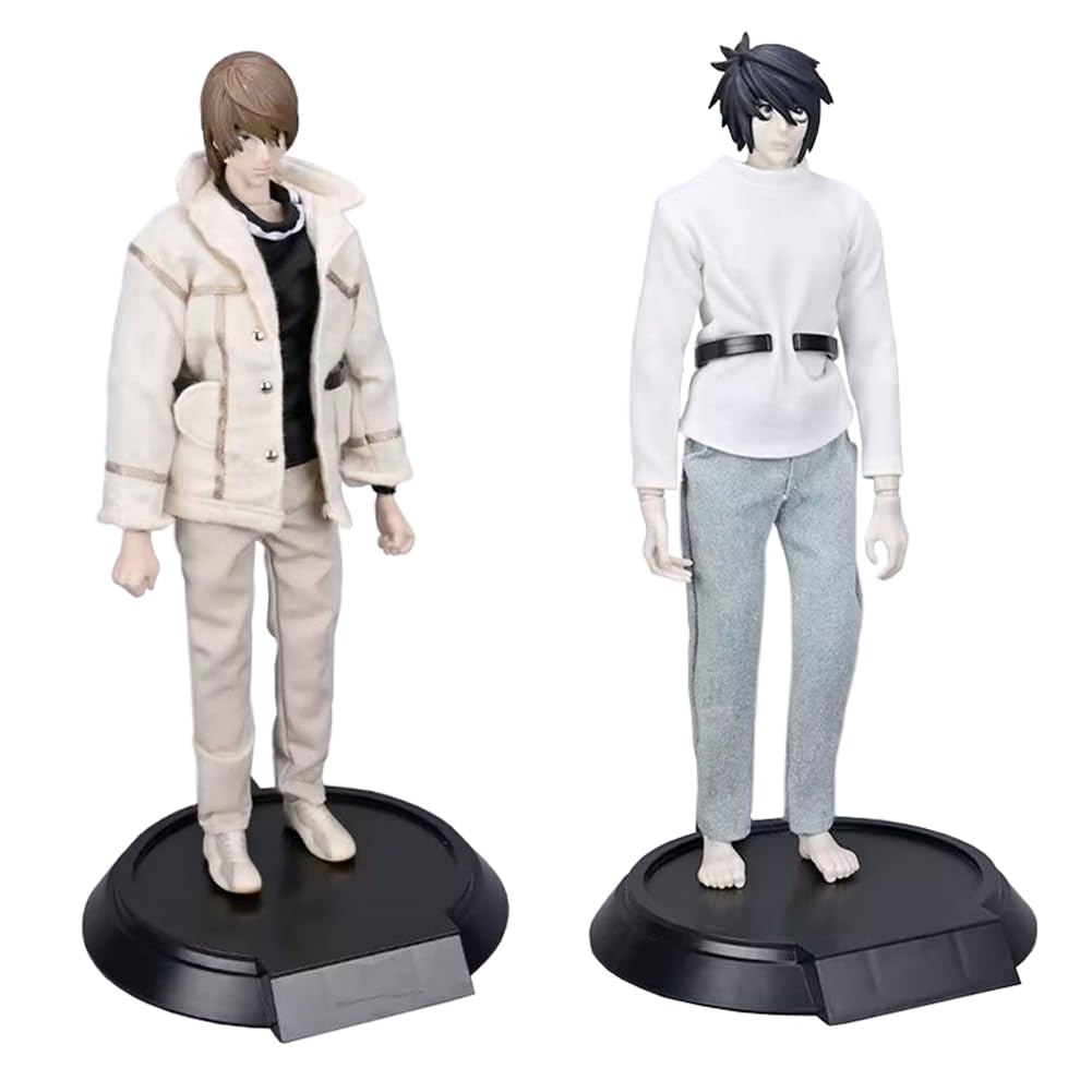 LUNK Light Yagami L Anime Figure Clothed Poseable Collectible Action Figure with Removable Clothings Interchang Accessorie