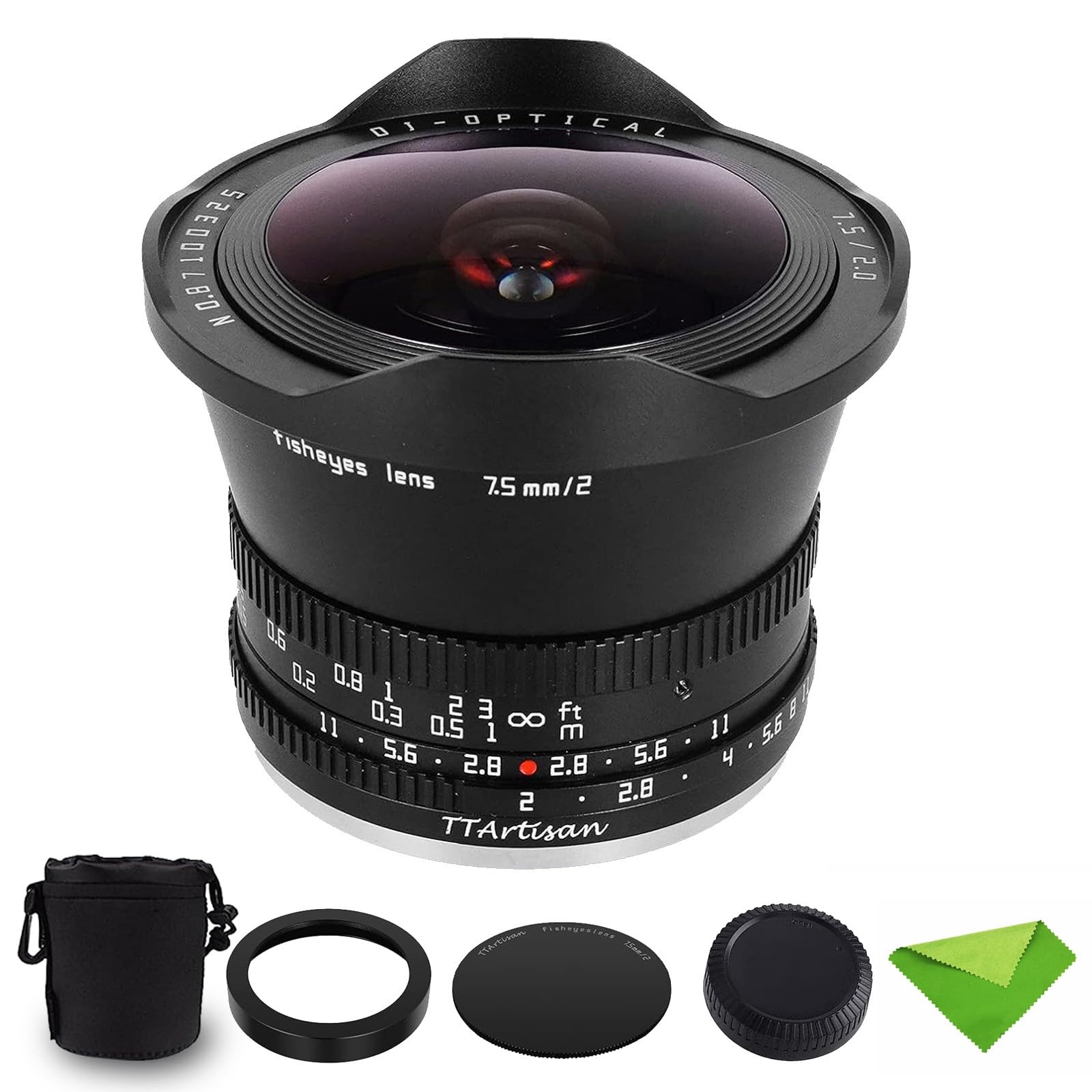 TTARTISAN 7.5mm F2.0 APS-C Large Aperture Fisheye Lens for Fuji Fujifilm X-Mount Cameras X-A5 X-A7 X-M1X-M2 X-H1 X-T1 X-T10 X