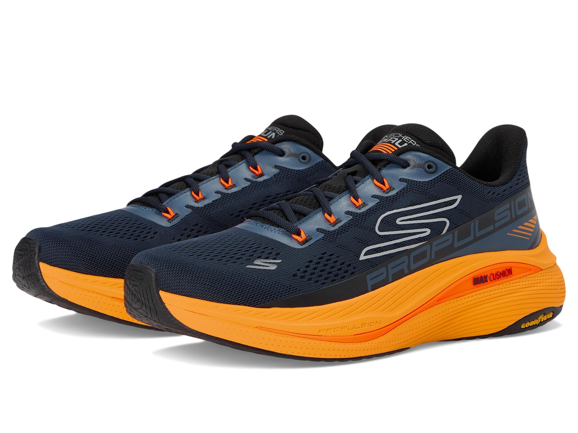 スケッチャーズ SKECHERS Mens Max Cushioning Propulsion Sneaker NavyOrange 10 送料無料