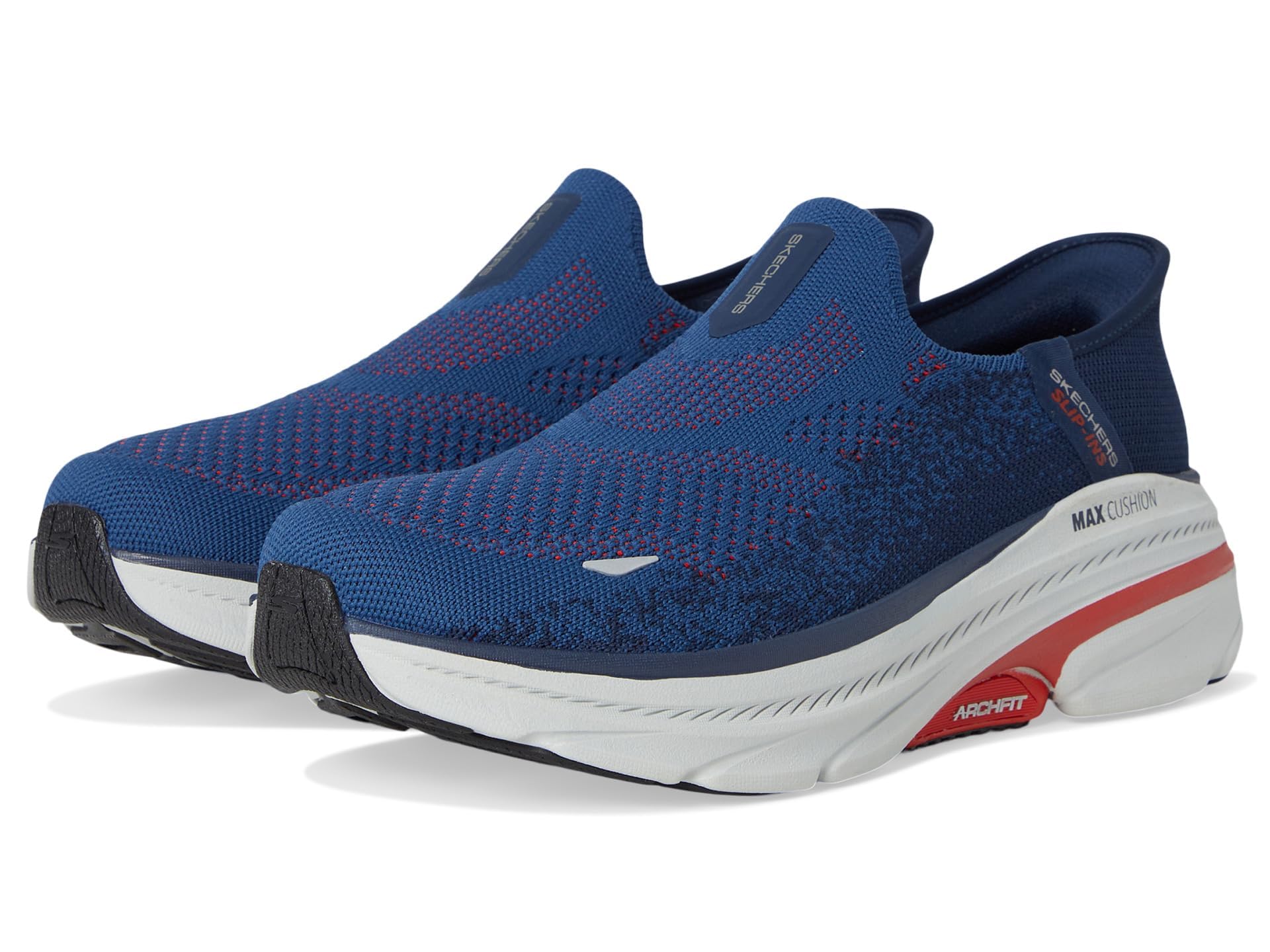 スケッチャーズ SKECHERS Mens Hands Free Slip-ins Max Cushioning Arch Fit Fortuitous 2.0 Sneaker NavyRed 11 Wide