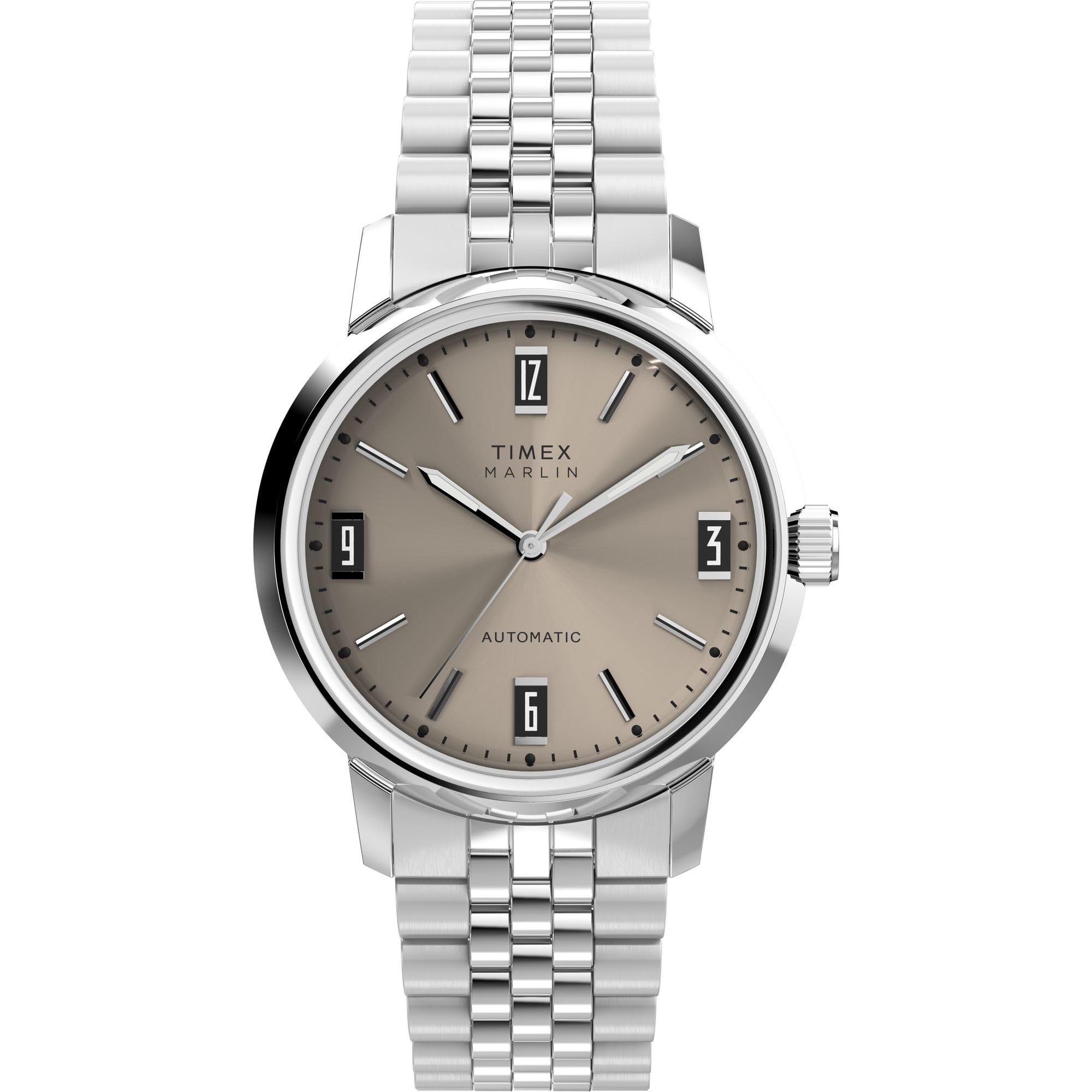 タイメックス Timex Mens Marlin Automatic 40mm Watch - Stainless Steel Bracelet Natural Dial Stainless Steel Case 送