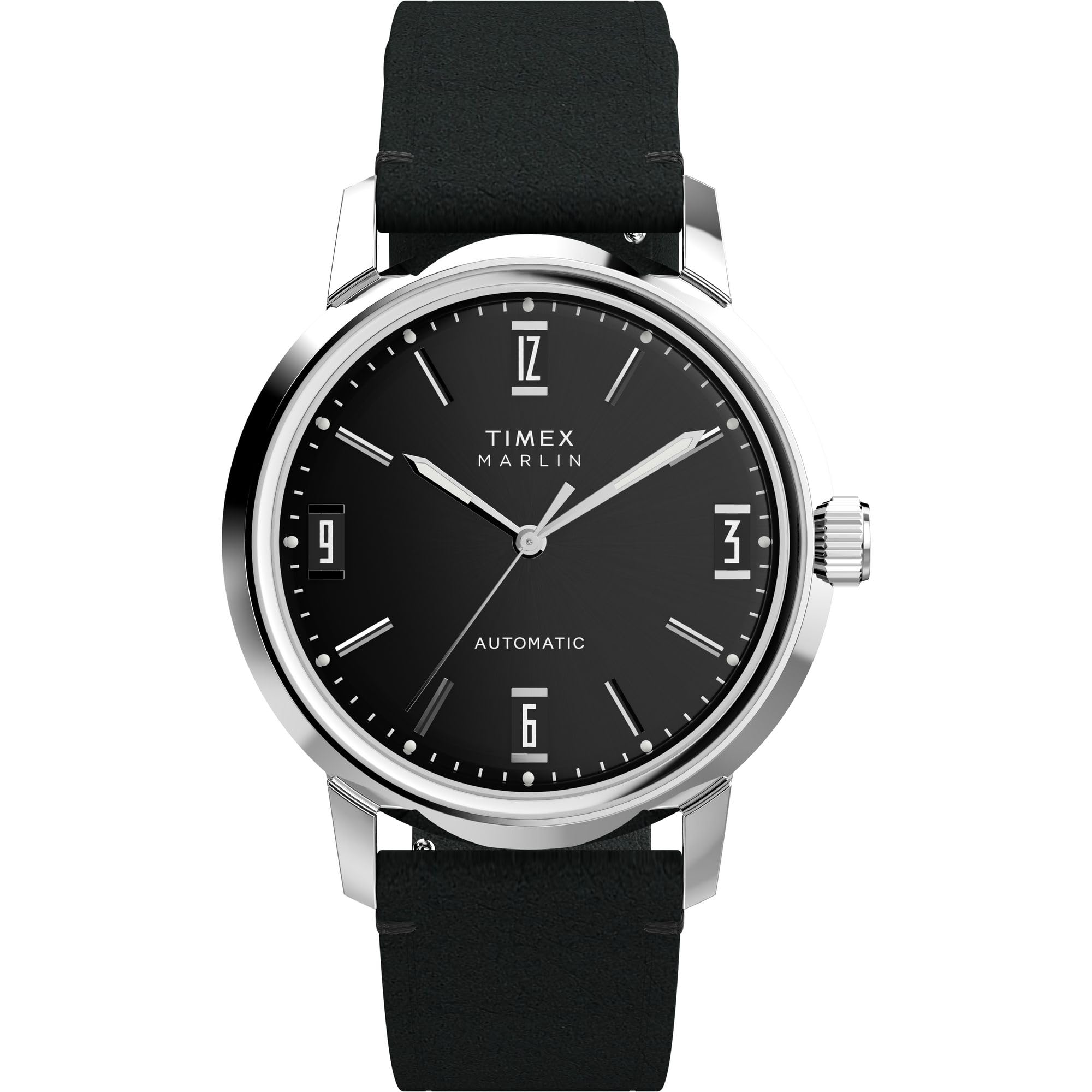 タイメックス Timex Mens Marlin Automatic 40mm Watch - Black Strap Black Dial Stainless Steel Case 送料無料