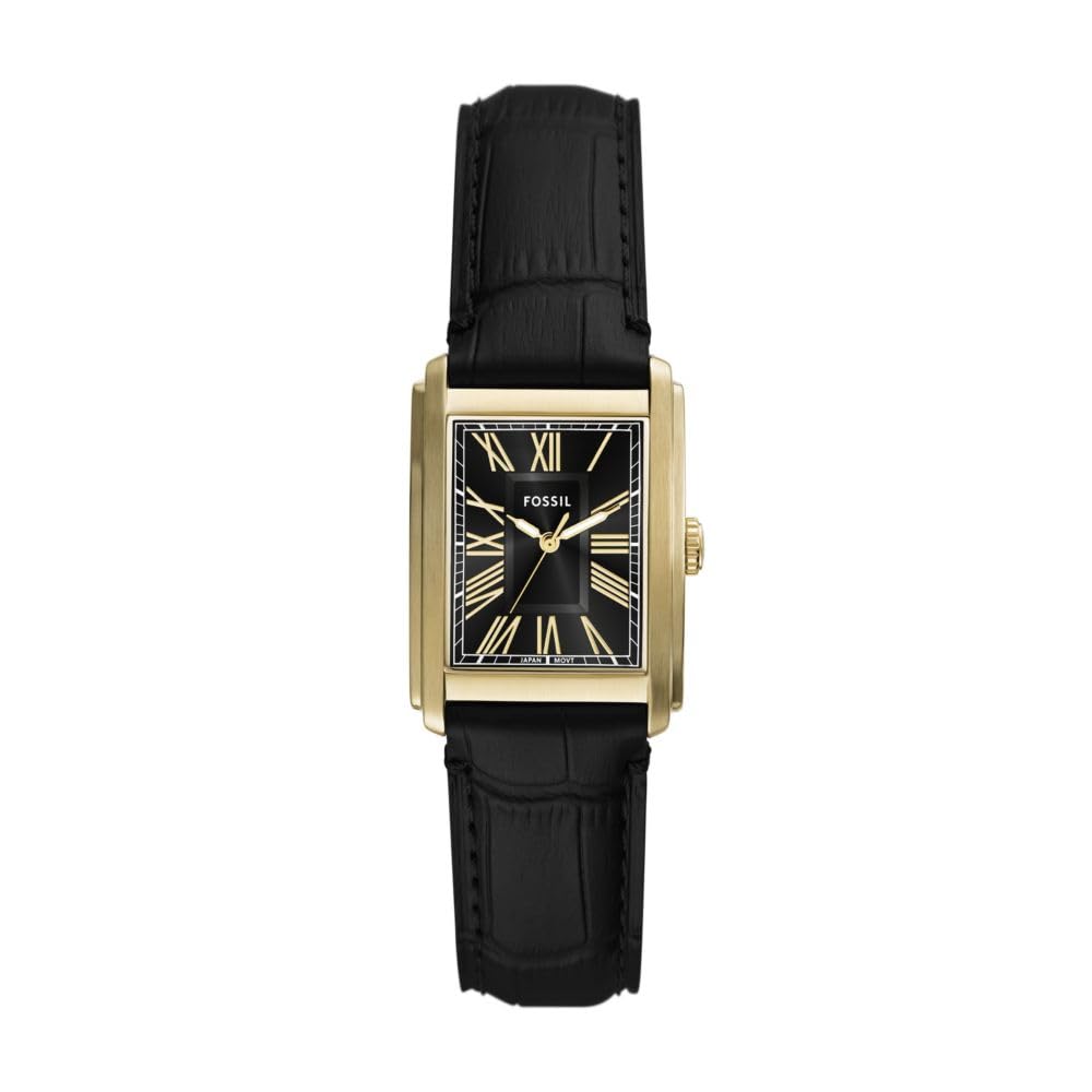 フォッシル Fossil Mens Carraway Three-Hand Black Croco Leather Watch 送料無料
